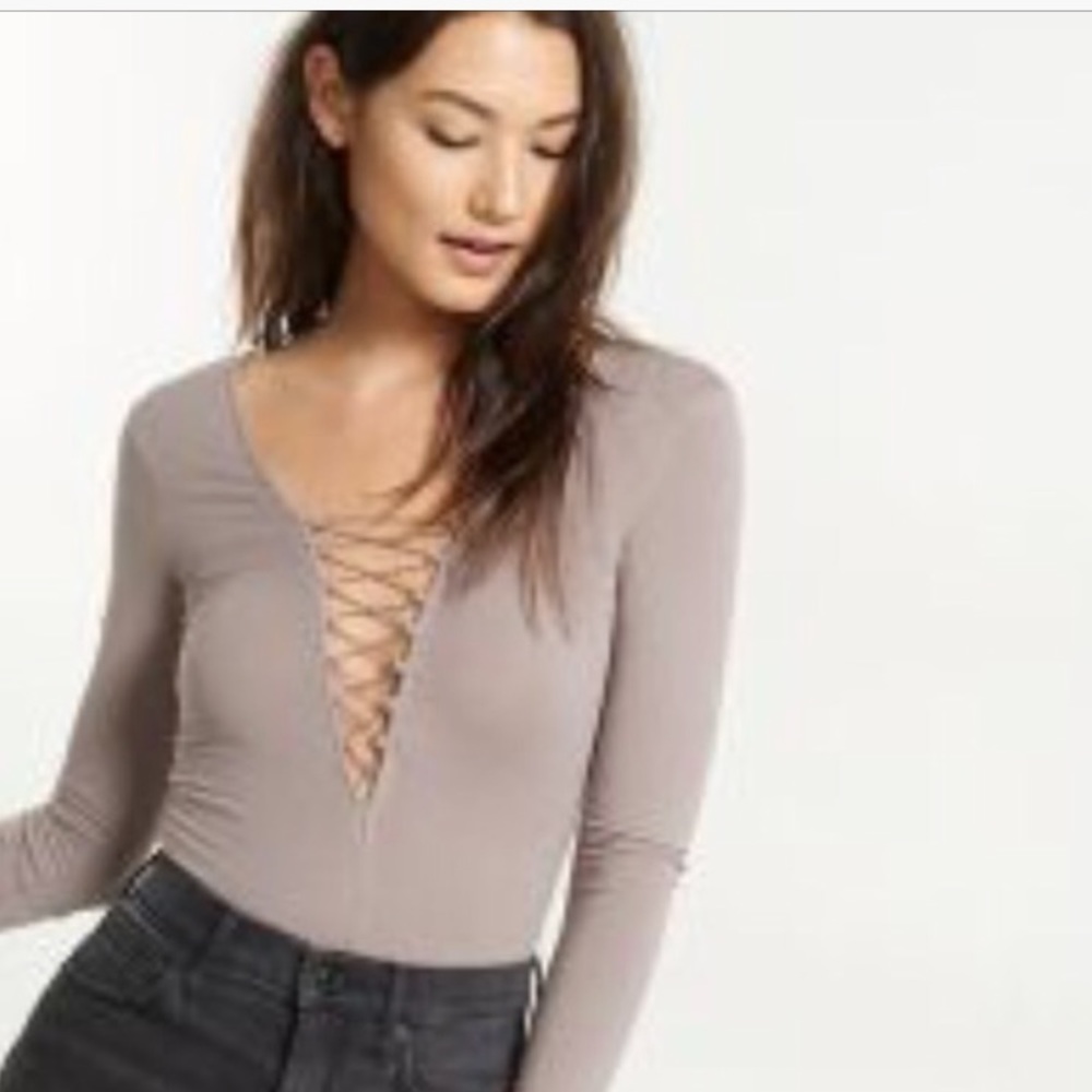 Tan Express Laceup Bodysuit